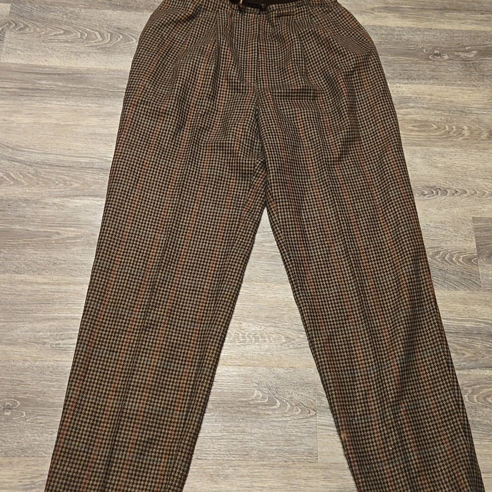 Vintage Houndstooth Pleated Pants With Belt Sz 10